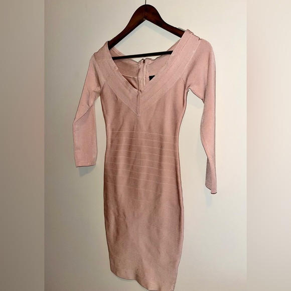 MARCIANO Bodycon Bandage Dress - Blush/Dusty Pink - Size S - Picture 3 of 4